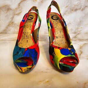 Guess Sling Back Platform Heels, Size 7